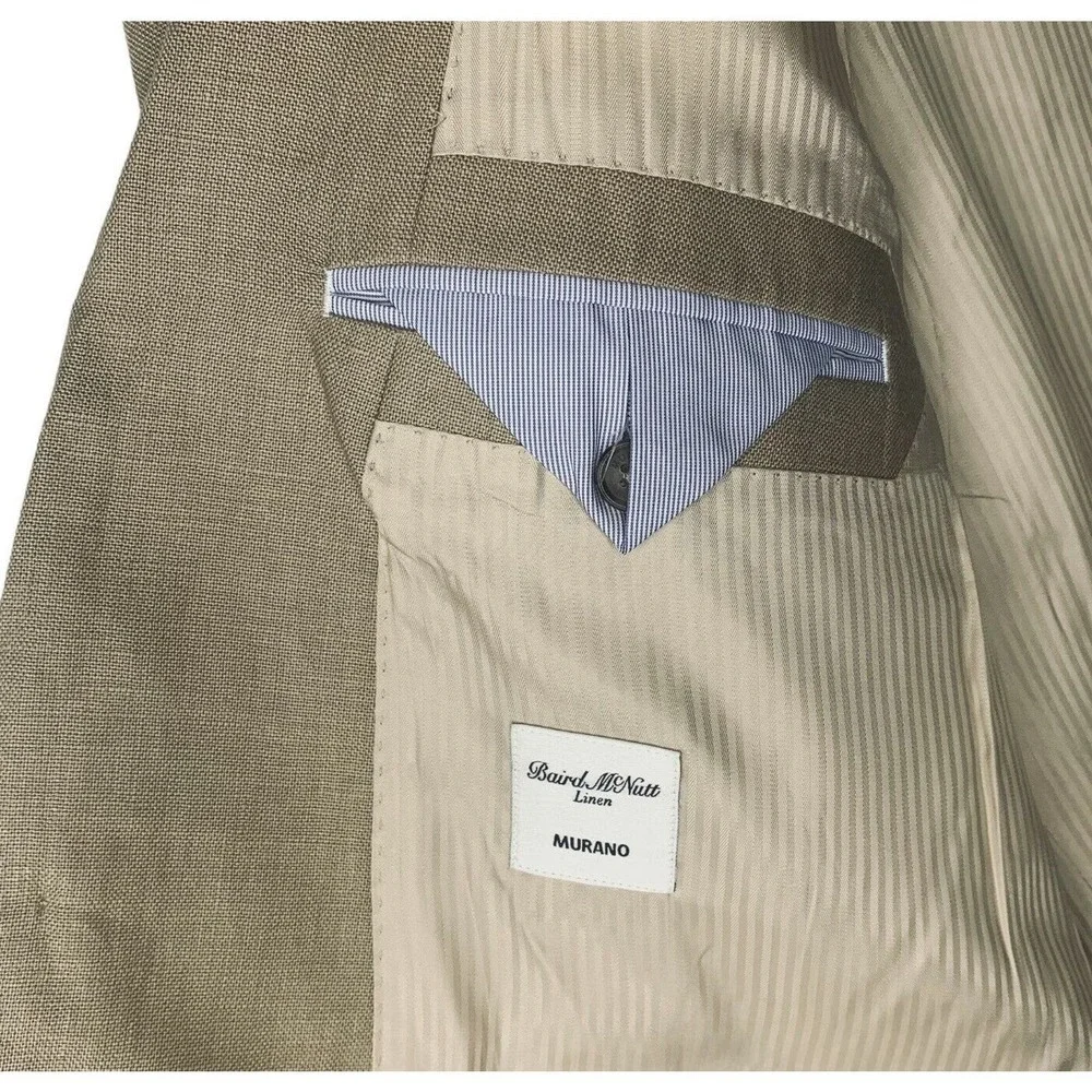 Murano Baird McNutt Linen Sport Coat Mens Size XL Camel Tan Surgeons Cuffs $295 - Picture 7 of 11
